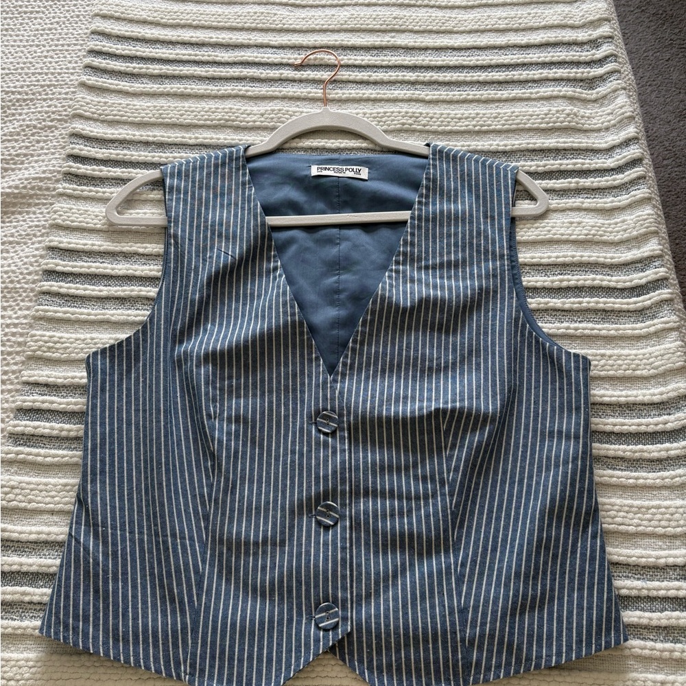 Princess Polly Blue and White Vest